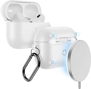 ESR for AirPods Pro Case (2023/2022/2019, 2nd/1st Gen), Compatible with Airpods Pro 2nd Generation Case (USB-C/Lightning Cable), Compatible with MagSafe, Full Drop Protection, Cloud Series, White