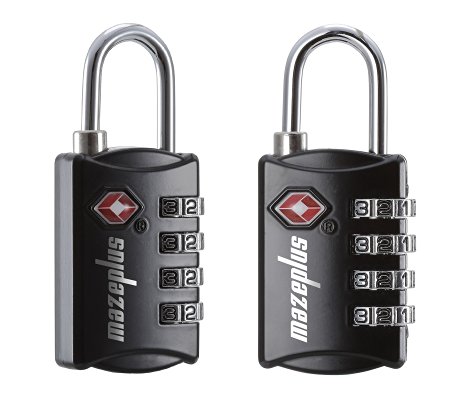 Mazeplus 4 Digit TSA Combination Lock High Security Resettable Padlocks 2-Pack - Heavy Duty Weatherproof Construction - TSA Approved - Ideal For School, Gym Lockers, Suitcases, Travel Bags, Chains & More