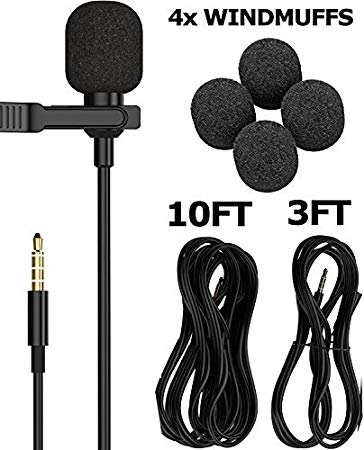 RockDaMic Professional Lavalier Microphone [FREE BONUS ACCESSORIES] Best Clip-on System Lapel Mic Condenser for Recording, Youtube, DSLR, Interview, Camera, iPhone Android PC Video Conference