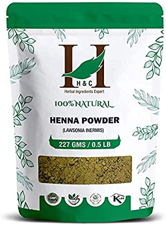 H&C 100% Pure Natural Henna Powder Lawsonia Inermis (Organically Grown) 227 Gms (1/2 Lb) For Hair