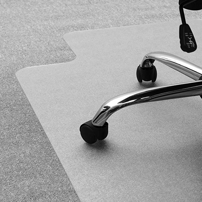 Floortex Cleartex Unomat Polycarbonate Anti-Slip Chair Mat for Polished Hard Floors and Low Pile Carpets, 47" x 35", Rectangular with Lip, Clear (FC128920LRA)