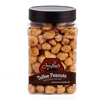 Jaybee's Tasty Toffee Peanuts (20 Oz) - Great for Holiday Gift Giving or As Everyday Snack - Reusable Container - Certified Kosher Perfect Nuts
