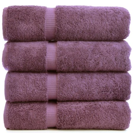 Luxury Hotel & Spa Towel 100% Genuine Turkish Cotton (Bath Towel  - Set of 4, Plum)