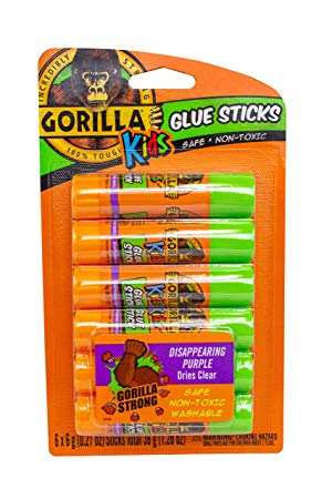 Gorilla Kids Disappearing Purple Glue Sticks, Six 6 gram Sticks, Pack of 1