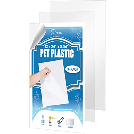 3 Pack PET Sheet Panels - 12" x 24" x 0.04" Clear Acrylic Sheet-Quality Shatterproof, Lightweight, and Affordable Glass Alternative Perfect for Poster Frames, Counter Barriers, and Pet Barriers.