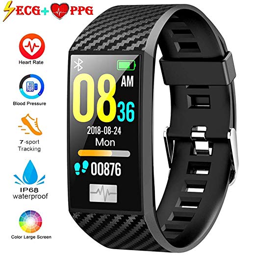 Lesgos ECG PPG Fitness Tracker, IP68 Waterproof Activity Tracker Watch [Support Swimming] with Heart Rate Blood Pressure Monitor, 1.14Inch Color Screen Bluetooth Sports Bracelet for Android and iOS
