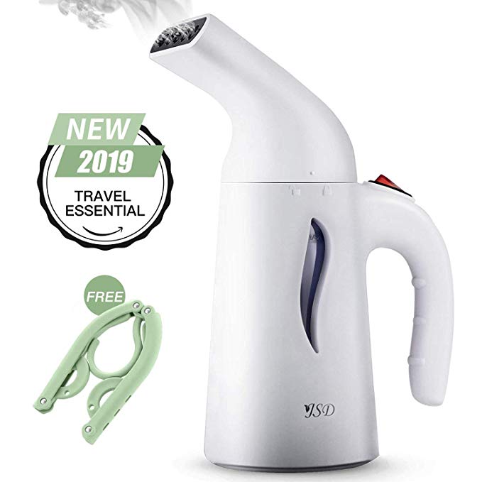 JSD Steamer for Clothes, 7 in 1 Powerful Handheld Fabric Steamer, 150ml Garment Steamer Perfect for Home and Travel, Travel Pouch Included [Green Hanger]