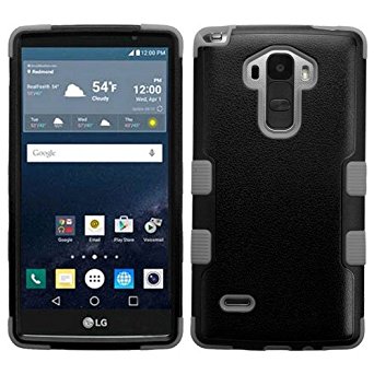 LG G Stylo Case, Rock Me Wireless (TM) 2 items Bundle - 24K Gold Plating Electromagnetic Waves Blocking Sticker and Triple Layers Protective Case for LG G Stylo. (Black / Grey)