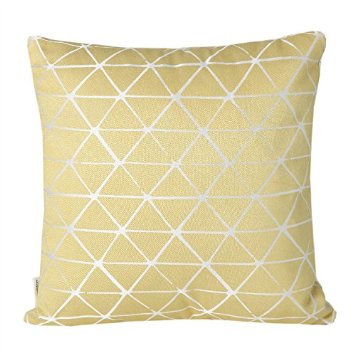 Mika Home Jacquard Triangle Reversible Throw Pillow Cover Cushion Shell for 18X18" Inserts Gold Cream