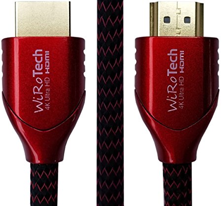 Low Profile HDMI Cable 25ft Red - HDMI 2.0 (4K, HDR) Ready - Braided Cable - High Speed 18Gbps - Gold Plated Connectors - Ethernet, Audio Return - Video 2160p