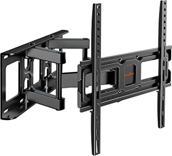 Perlegear TV Wall Mount Bracket Full Motion for Most 26-65 Inch LED, LCD, OLED Flat Curved TVs, TV Mount with Dual Swivel Articulating Arms Extension Tilt Rotation, Max VESA 400x400mm