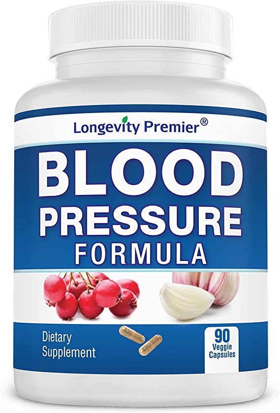Longevity Blood Pressure Formula [90 caps] -Scientifically formulated - with 10  standardized Herbal extracts. Best Blood Pressure Supplement