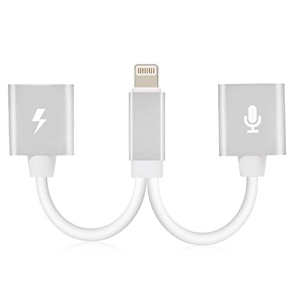 iPhone 7 Adapter & Splitter, Dual Lightning Headphone Audio & Charge Adapter by RayCue, Lightning Adapter Headphone Jack Audio & Charge Cable for Chagring & Listening ( Support iOS 10.3 and later)