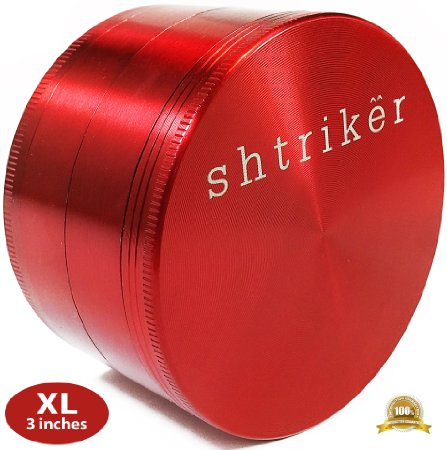 Shtriker Extra Large Herb Grinder 30quot - Tobacco Spice Herb Grinder 4 Piece with Pollen and Kief Catcher 30 inch - Red