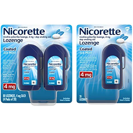 Nicorette Lozenges Coated Ice Mint Nicotine to Stop Smoking, 4 Mg, 100 Count