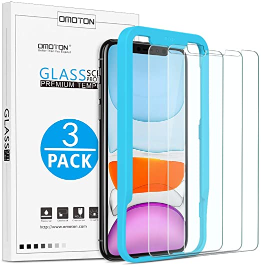 OMOTON Tempered Glass Screen Protector Compatible with Apple iPhone 11 / iPhone XR, 6.1 inch [3 Pack]