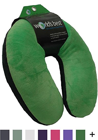 World's Best Feather Soft Microfiber Neck Pillow, Lime/Black