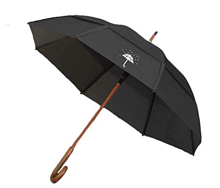 GustBuster Classic 48-Inch Automatic Umbrella, Black Rain Drops Edition