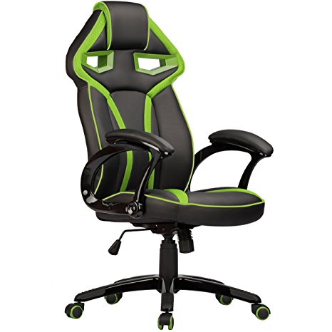 Brand New PU Racing Style Gaming Chair - Black/Green - Swivel Chair