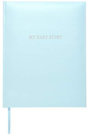 C.R. Gibson Perfect-Bound Blue Leather Memory Book for Newborn and Baby Boys, 64 Pages, 9" W x 11.125" H