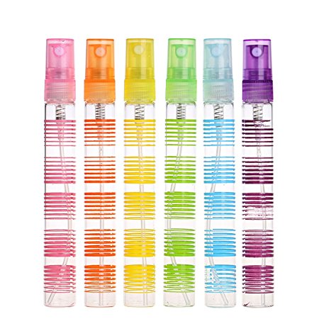 YUFENG 6pcs Mini Empty Refillable 10ML Multi-color Glass Spray Perfume Bottles Set (1)