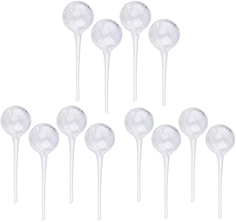 Sam4shine 12Pcs Plant Watering Bulbs, Automatic Self-Watering Globes Plastic Balls Garden Water Device Watering Bulbs for Plant (Large, Clear)