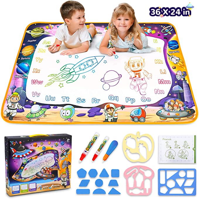 Aqua Magic Mat - Kids Painting Writing Doodle Board Toy - Color Doodle Drawing Mat Bring Magic Pens Educational Toys for Age 3 4 5 6 7 8 9 10 11 12 Year Old Girls Boys Age Toddler Gift