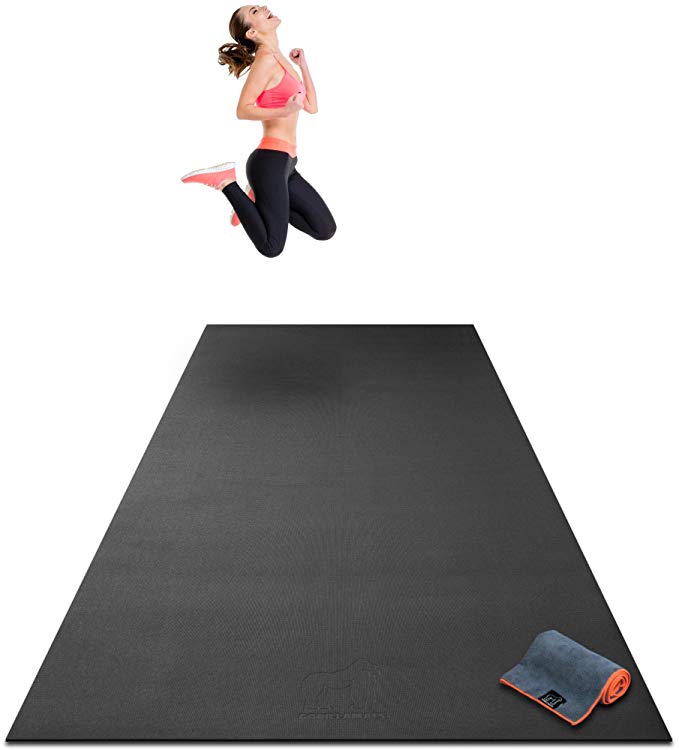 Premium Extra Large Exercise Mat - 10' x 4' x 1/4" Ultra Durable, Non-Slip, Workout Mats for Home Gym Flooring - Plyo, HIIT, Cardio Mat - Use With or Without Shoes (305cm Long x 122cm Wide x 6mm Thick)