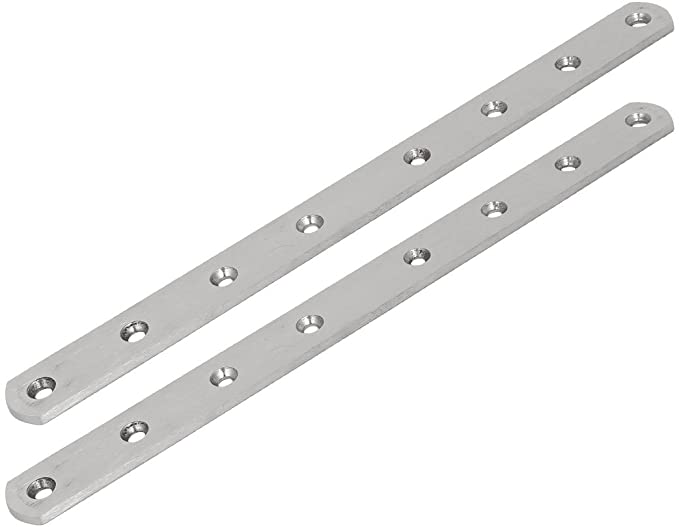 uxcell 295mmx25mmx4mm Stainless Steel Straight Flat Fixing Mending Plates Brackets 2pcs