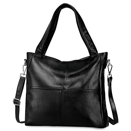 S-ZONE Women's Genuine Leather Tote Handbag Shoulder Crossbody Bag