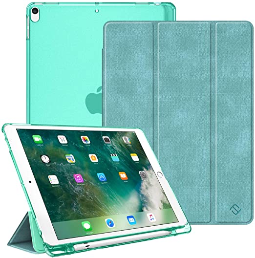 Fintie Case for iPad Air 10.5" (3rd Gen) 2019 / iPad Pro 10.5" 2017- Lightweight Slim Shell Standing Cover with Translucent Frosted Back Cover with Pencil Holder, Auto Wake/Sleep, Turquoise