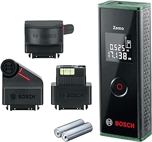 Kit télémètre laser Zamo de Bosch avec 3 adaptateurs dans un emballage premium (mesure facile et précise jusqu'à 20 mètres, 3e génération)