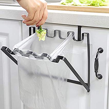 DT Stainless Hanging Trash Garbage Bag Holder for Kitchen Cupboard Fit for Different Size Plastic Bag