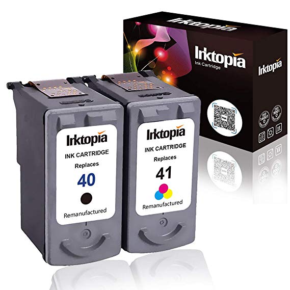 2 Pack Remanufactured High Yield Ink Cartridge Replacement for Canon PG 40 CL 41 0615B002 0617B002 (1 Black 1 Color) Comptaible with Canon PIXMA MP140 MP150 MP160 MP170 MP180 MP190 MP210