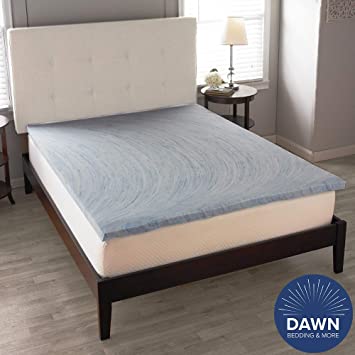 Dawn 2.5 Inch Memory Foam with Gel Technology Mattress Topper, Supportive, Quality Sleep, Hypoallergenic, Gel Swirl, Made in The USA, King Sized Bed Toppers