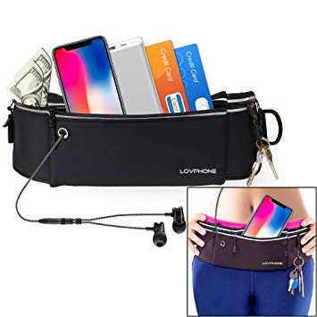 LOVPHONE Running Belt Waist Pack for iPhone X 8 7 6 5S Plus, Samsung Note 8, Idea for Cycling, Walking, Hiking, Fitness, Outdoor Sports