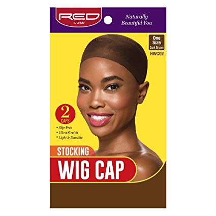 Red by Kiss Stocking Wig Cap 2pcs One Size, Dark Brown