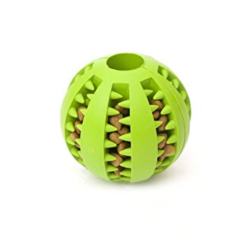 Rubber Dog Chew Ball Toys Tooth Cleaning Dog Training Balls Treat Toy Green