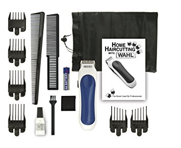 Wahl 9307-1101 Cordless Mini Pro 14 Piece Touch-up and Trim Haircutting Kit, White/blue