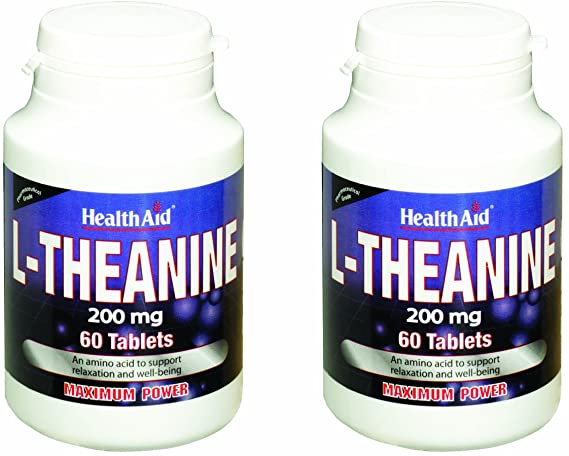 HealthAid L-Theanine 200mg Free Form Pack of 2 x 60 Vegan Tablets (120 Tablets)