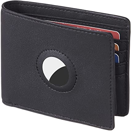 Hawanik Air Tag Wallet Holder, Large Bifold Mens Wallet for AirTag RFID Blocking Wallet with 2 ID Windows and Integrated Holder for AirTag Finder