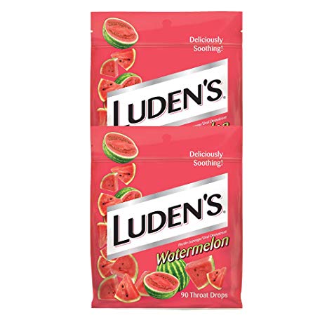 Luden's Watermelon Cough Throat Drops | Soothes Your Throat & Tastes Great | 90 Drops | 2 Bags