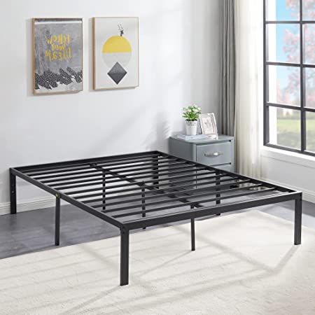 VECELO 16" Queen Metal Platform Bed Frame,Heavy Duty Steel Slat/Easy Assembly Mattress Foundation/No Box Spring Needed