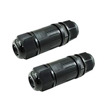 COOLWEST Black Plastic Connector Gland IP68 Waterproof,Cable Range 4-7MM, Shielded, Field Installable 2 PACK