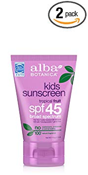 Alba Botanica Very Emollient, Kids Sunscreen SPF 45 4 oz (Pack of 2)