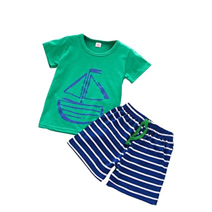 YJM Baby Clothes, 1Set Summer Casual Children Kid Toddler Cartoon T-Shirt  Beach Shorts Pants