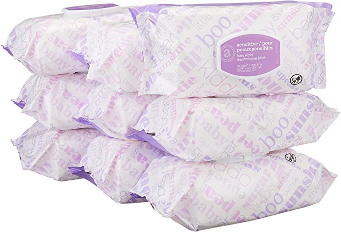 Amazon Elements Baby Wipes, Sensitive, 720 Count, Flip-Top Packs