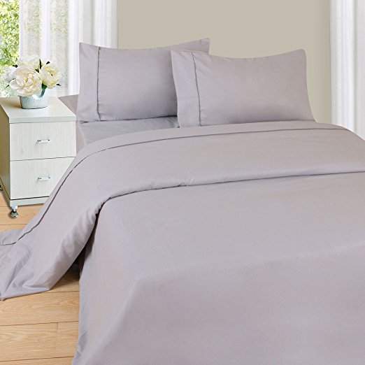 Lavish Home 1200 4-Piece Sheet Set, Full, Silver