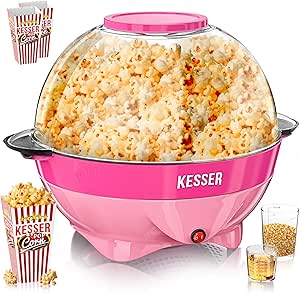 KESSER® Popcornmaschine Groß 800W | Popcorn-Maker 5,5l Inhalt mit Antihaftbeschichtung Deckel & Servierschale | für Öl Butter Zucker Stille & Schnelle inkl. abnehmbarer Heizfläche & Popcornbecher