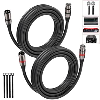 XLR Cables 6FT/1.8M 2 Packs,Bietrun Premium Heavy Duty Balanced Microphone Cable with 3-Pin XLR Male to Female Microphone Cord Connector Compatible with Microphones,Mixer,Speaker Systems,Preamps More